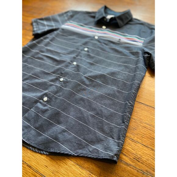 PENGUIN Gray w/Multicolored Stripes Button Down Shirt sz L - Picture 8 of 13